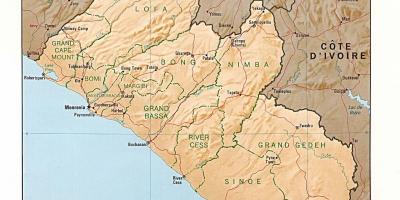 Draw the relief map of Liberia
